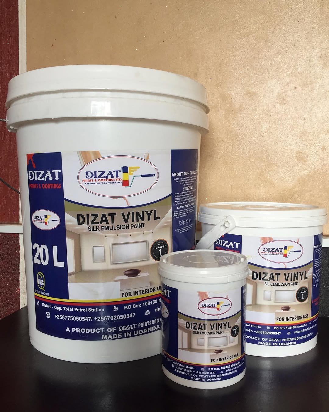 Dizat Vinyl silk emulsion paint pack sizes