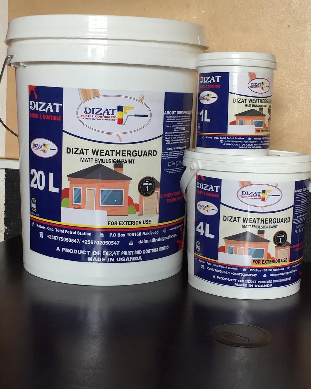 Dizat Weatherguard matt emulsion paint pack sizes